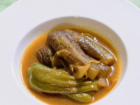 なすとピーマンのカレースープ煮【洋食・副菜】